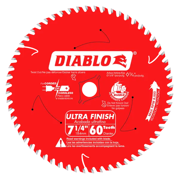 [D0760A DBL] Diablo 7.25"x60 Teeth Finish Saw Blade