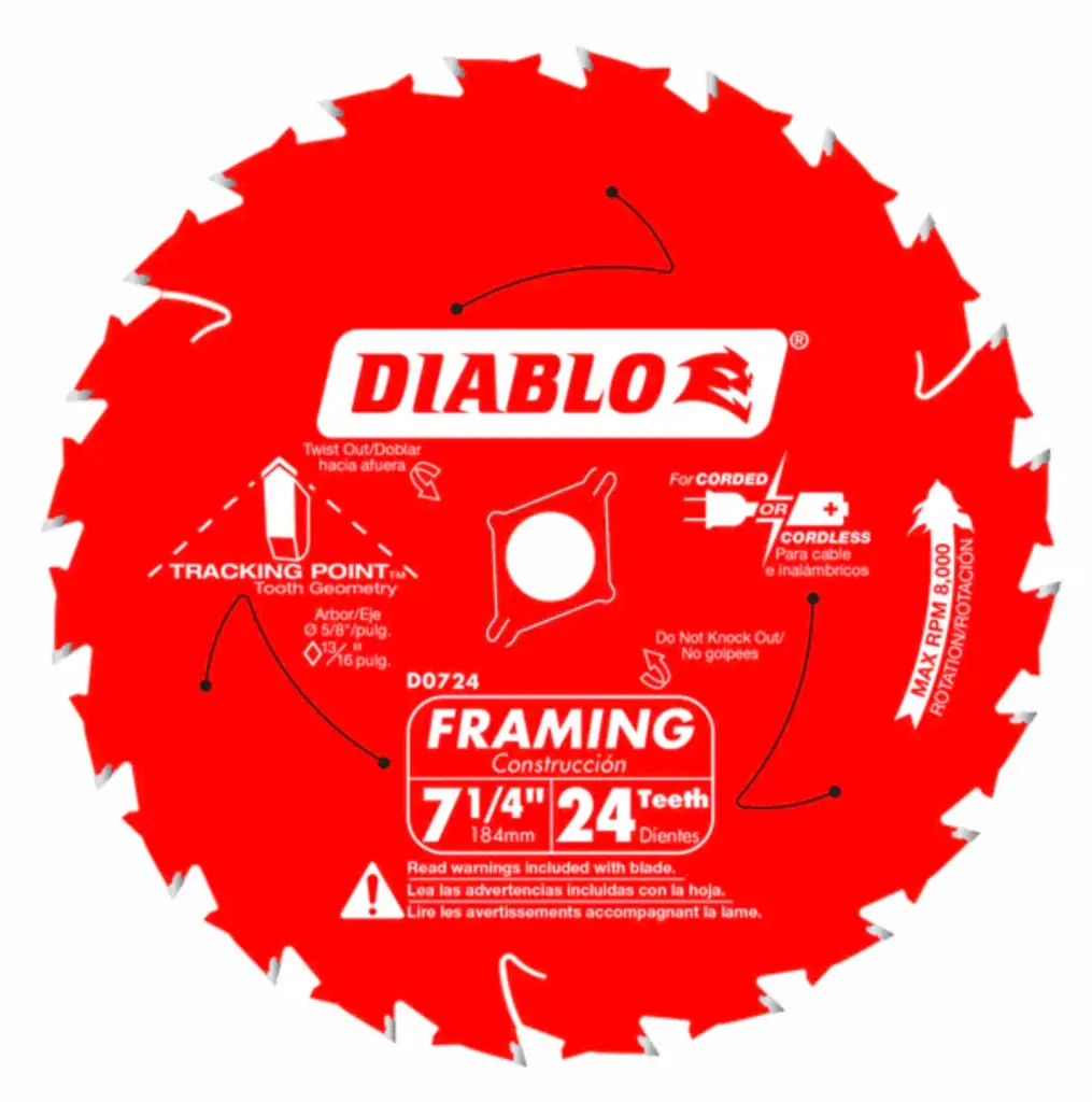 [A0724A] 7-1/4" x 24T x 5/8 Circle Saw Blade