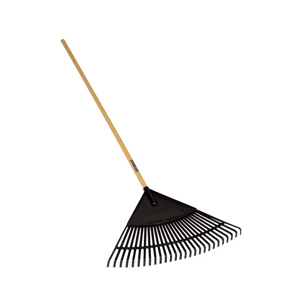 [40882 SYM] 24" Black Poly Leaf Rake, 48" Wood Handle