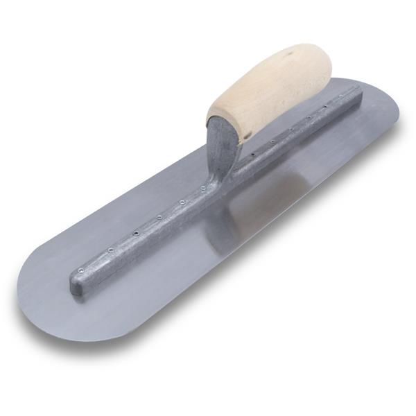 [11219] Rounded Finishing Trowel 14" x 4" Wood Grip