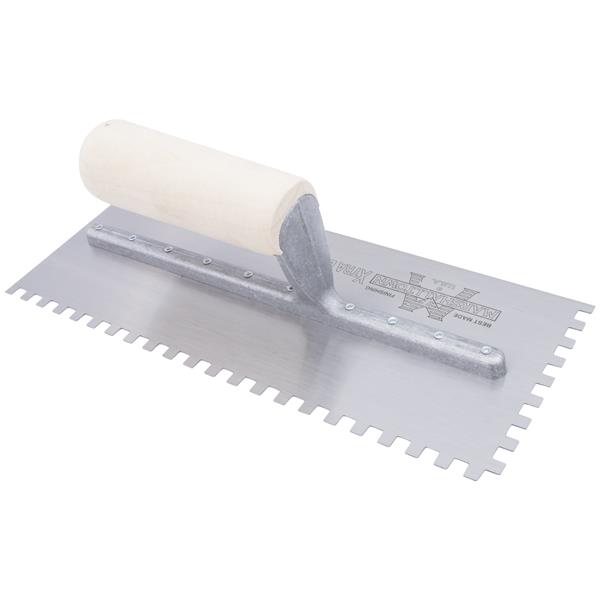 [15706] Standard Notched Trowel 1/4" Square Straight Wood