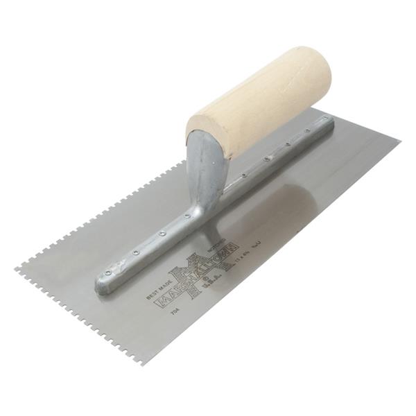 [15710] Standard Notched Trowel Square X-3/16 Y-1/8 Z-3/16 Straight Wood
