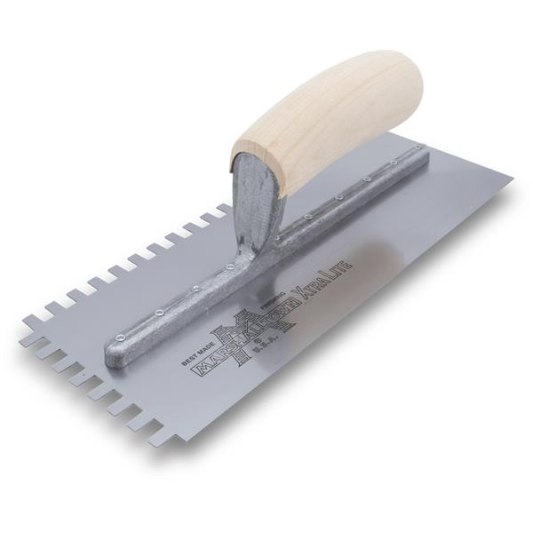 Standard Notched Trowel Square X-3/16 Y-1/8 Z-3/16 Curved Wood