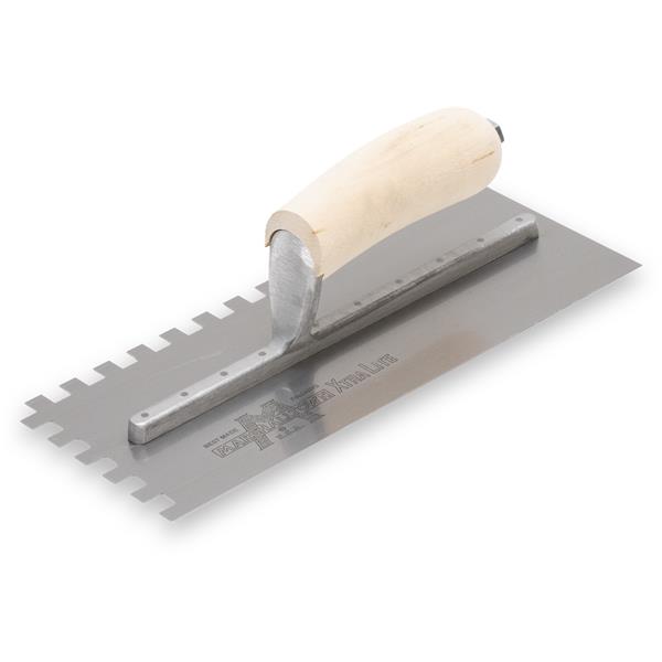 [15779] Standard Notched Trowel Square X-3/8 Y-3/8 Z-3/8 Curved Wood