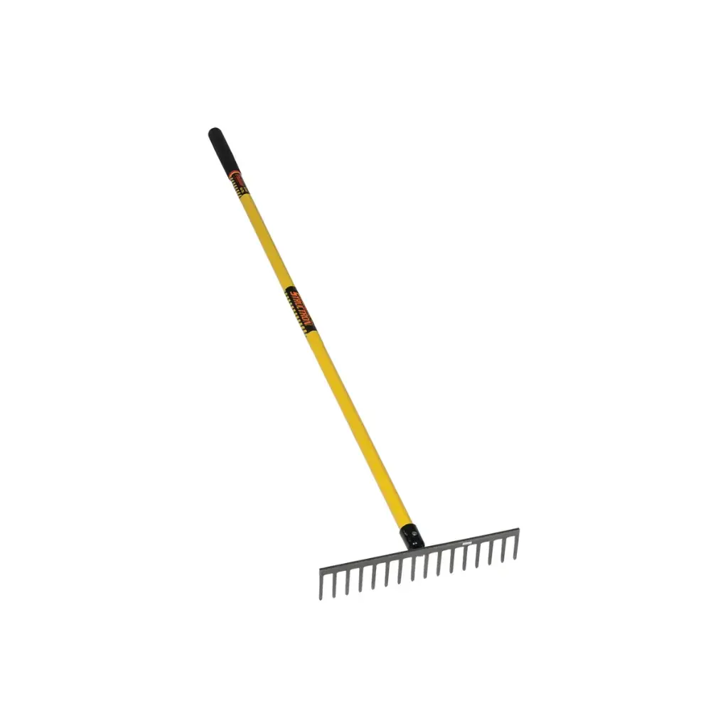 Level Head Rake, 16 Tine 16" Head, 64" Yellow Fiberglass Handle 