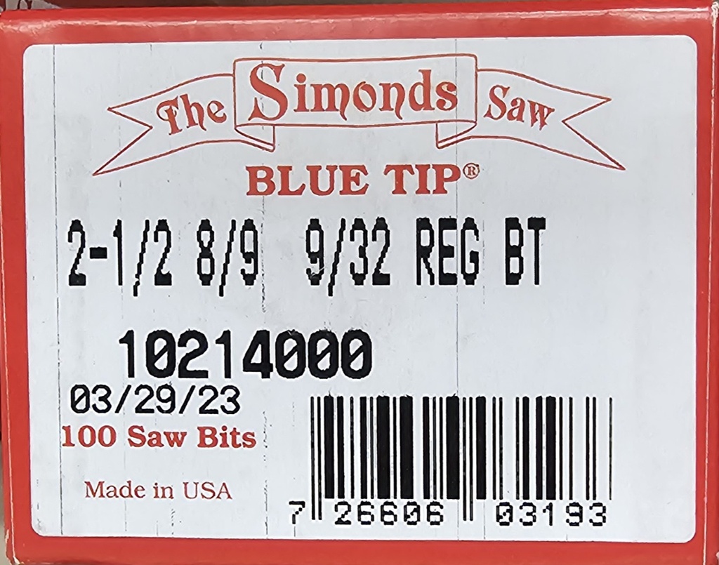 2-1/2 8/9 9/32 Regular Bit Simonds