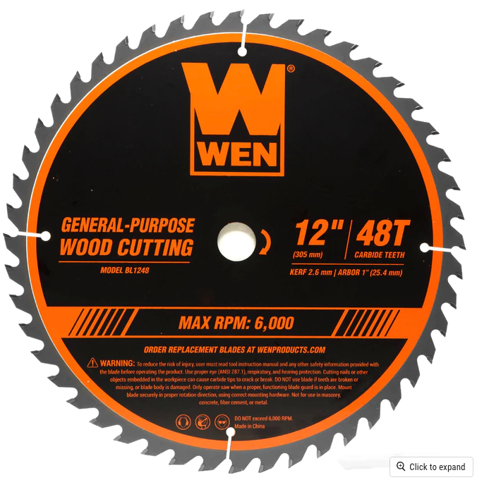 [BL1248 WEN] 12" x 48T Circle Saw