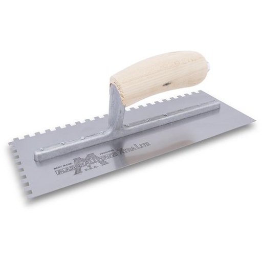 [15708] Standard Notched Trowel 1/4" Square Curved Wood