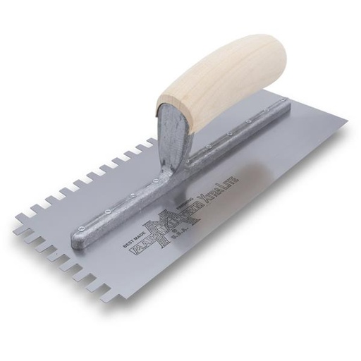 [15712] Standard Notched Trowel Square X-3/16 Y-1/8 Z-3/16 Curved Wood