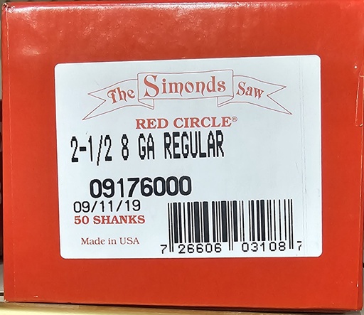 [09176000] 2-1/2 8 GA Regular Simonds